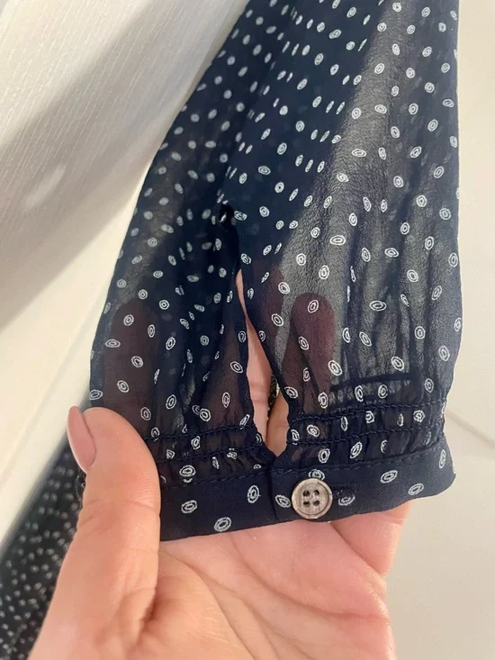 Club Monaco Navy Sheer Dress with White Dot Print - No lining included - Picture 5 of 7